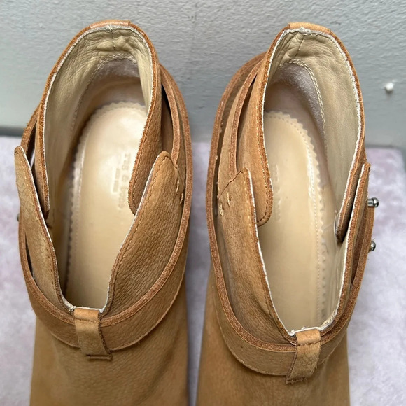 Rag & Bone Harrow Boot Tan Nubuck Booties Suede Leather Block Heel Size 39 - Picture 6 of 12